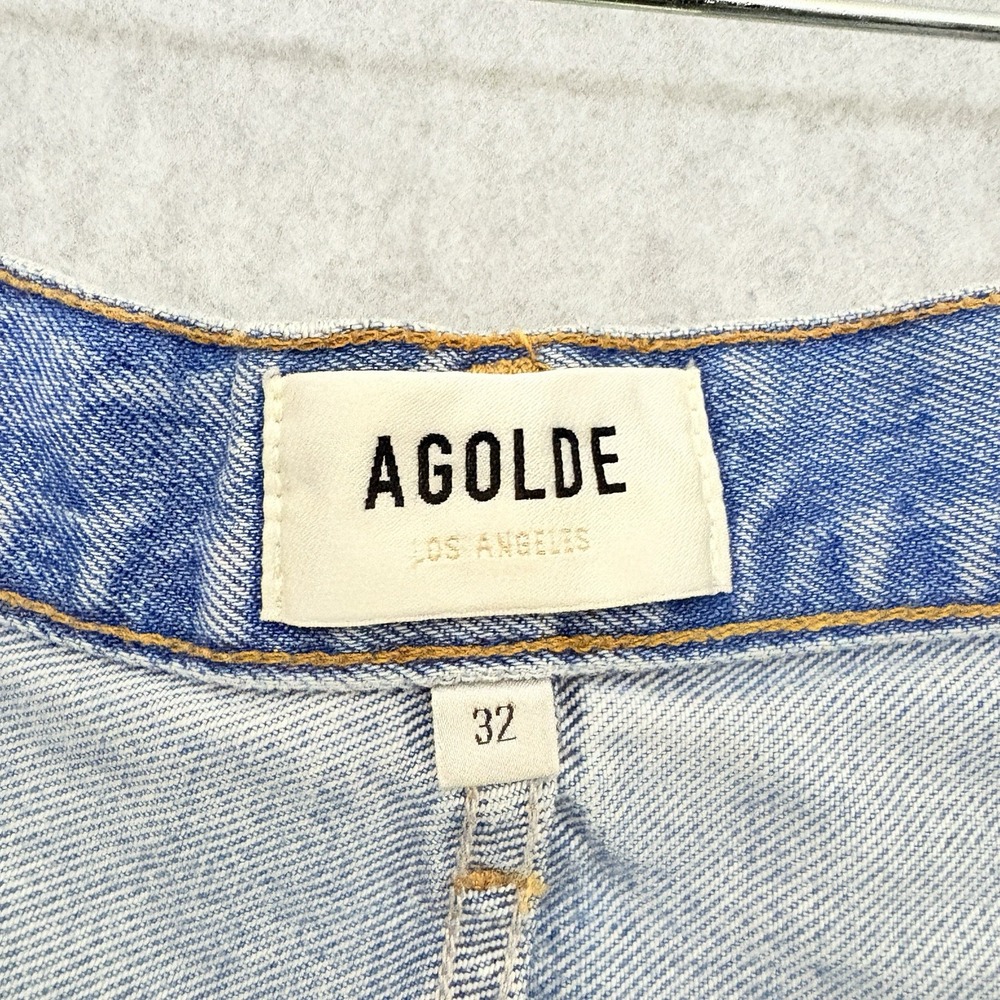 Agolde Skater Shorts 90s Buttonfly Baggy High Rise Light Wash Denim Sz 32 *RARE - Picture 5 of 7